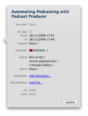 A scheduled podcast event in the calendar