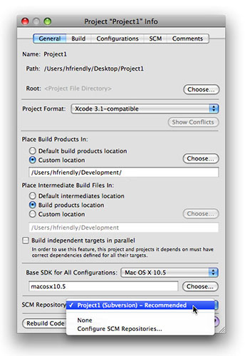 Configuring SCM for the Project