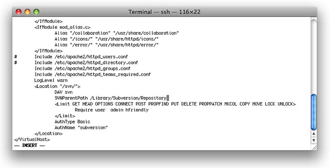 Editing the Site's Apache Configuration File
