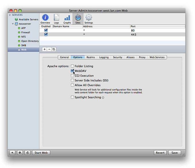 Enabling WebDAV