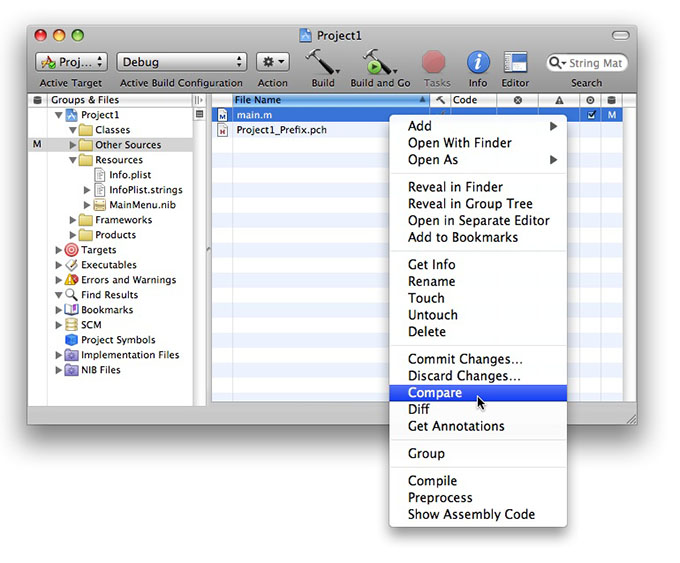 Opening the Compare Window