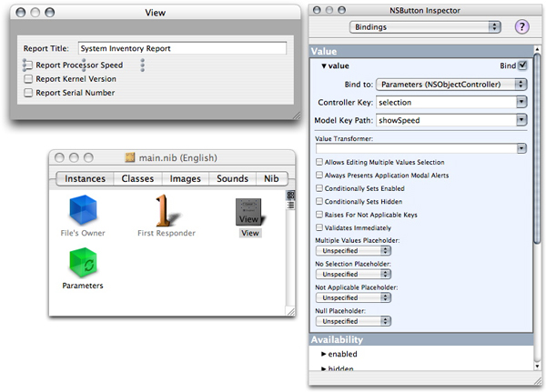 User interface and bindings