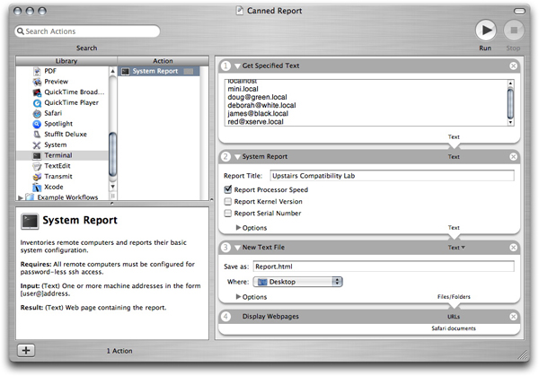 Workflow using System Report action