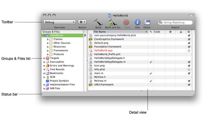 The Xcode project window